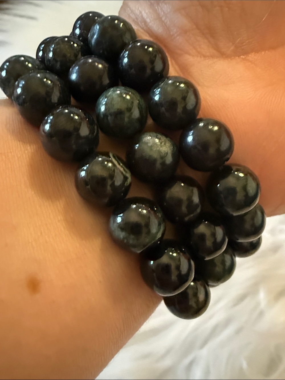 Dark Green Jade Stretch Bracelet - Women Jewelry